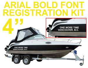 4 INCH ARIAL BOLD FONT Hull Markings (Name Of Vessel & Port of Registry) | PAIR + Extra Decal + Free Squeegee