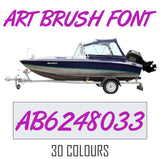 ART BRUSH FONT Boat Numbers | Pair + Extra Decal + Free Squeegee