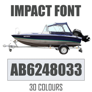 IMPACT FONT Boat Numbers | Pair + Extra Decal + Free Squeegee
