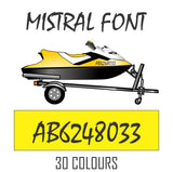 MISTRAL FONT Boat Numbers | Pair + Extra Decal + Free Squeegee